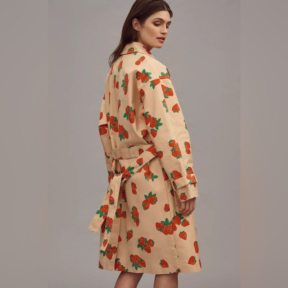 Anthropologie MAEVE STRAWBERRY PRINTED CAR COAT Style No.4133942870007 XS Petite - Picture 4 of 4